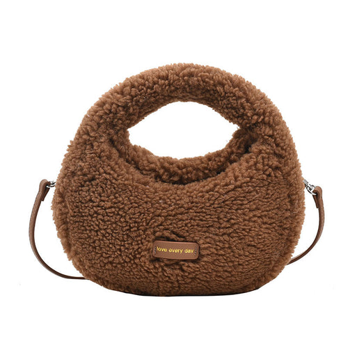 New design plush tote handbag women’s crossbody furry cute bag small fleece hand bag