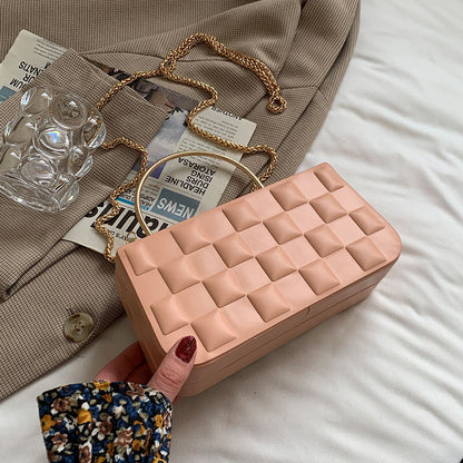 2026 Texture Fashion Shoulder Chain Small Square Bag Casual Chocolate Box Bag Women Handbags Messenger Bags