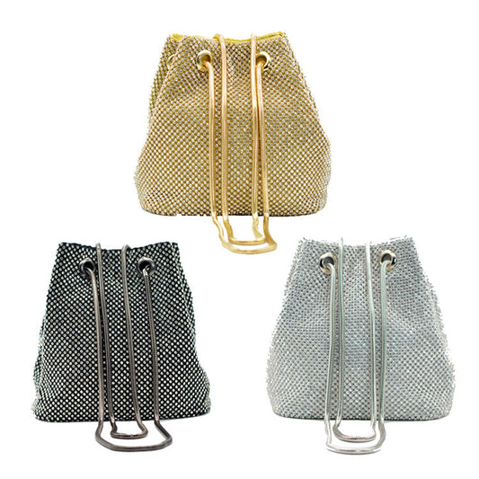 Luxury Banquet Bag With Diamonds Women Rhinestone Bucket Clutch Bag Golden Evening Purse sac a bandouliere