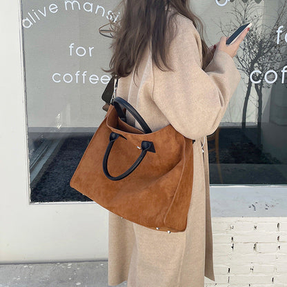 New Frosted high-capacity shoulder bag casual tote bag brown casual messenger briefcase