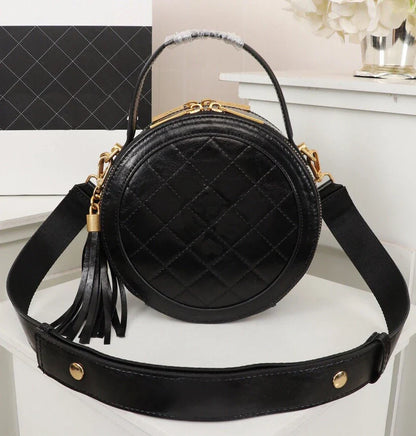 Black Leather Round Trending Designer Luxury Brand Bags Women Handbags Ladies
