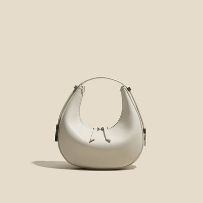 Niche mini shoulder bag new female crescent bag leather round fresh underarm bag