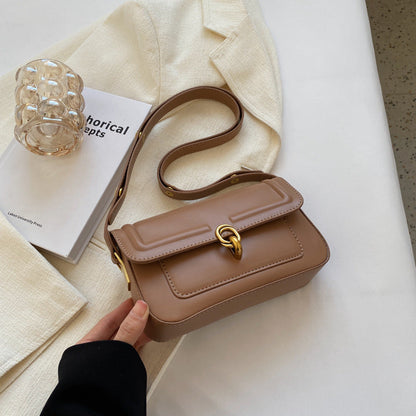 Vintage Bag 2026 New Women’s Bag Messenger Bag Trend Fashion Single Shoulder Underarm Simple Cover PU Vintage Handbags Polyester