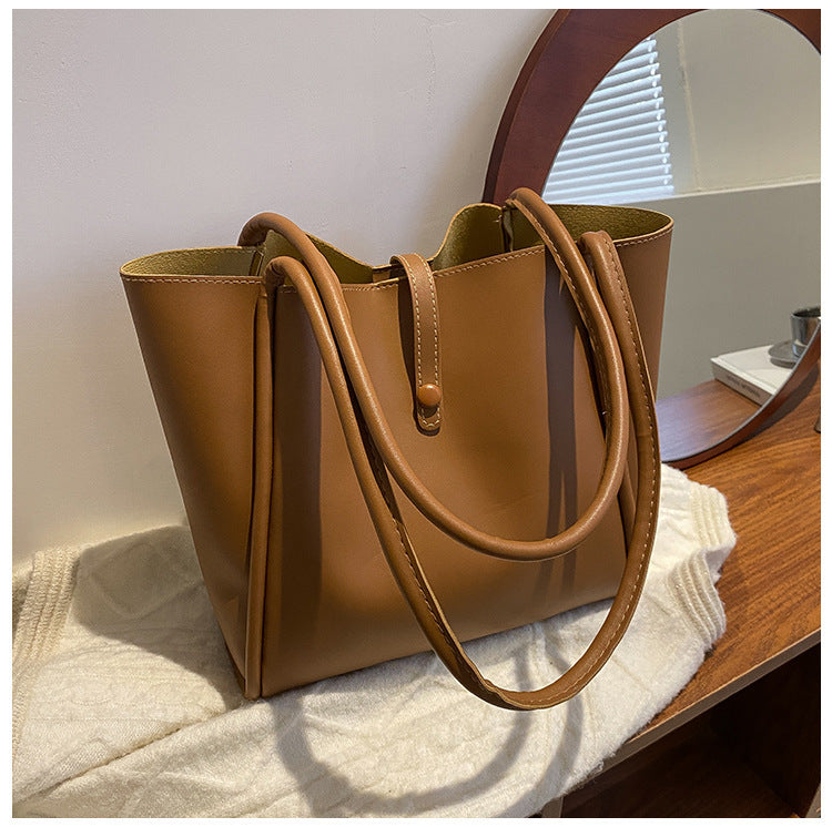 Korean style pure color sub-mother package 2026 new simple handbag tote bag high-volume fashion shoulder bag