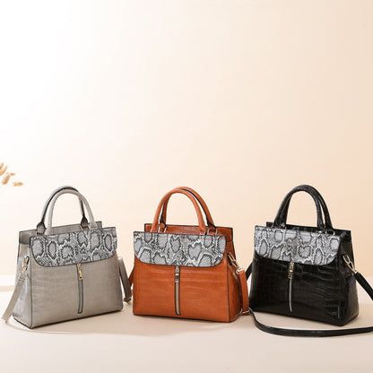middle zipper design bag serpentine women handbag and purse