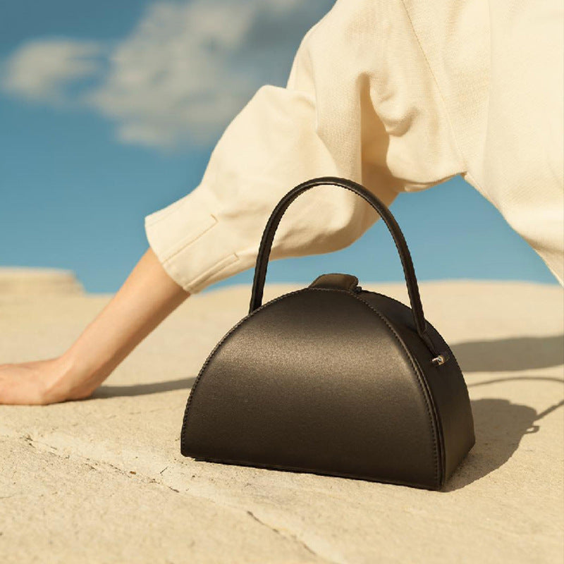 Bag women new trend box crossbody PU leather half round bag handbag shoulder trendy bag for ladies