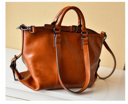 2026 new style oil wax leather bag fashionable handbag hobo shoulder messenger bag