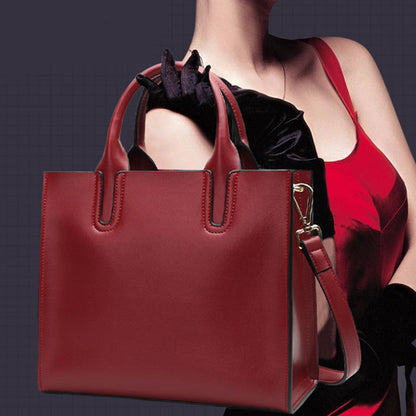 Fashion Minimalist Trendy Design Modern Big square bag Solid Zipper Frame Soft Genuine Leather
