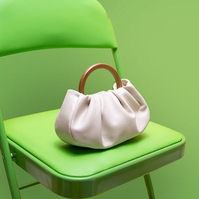 Designer Luxury Soft PU Cloud Shape Wooden Top Handle Handbag Single Chain One Shoulder Bag