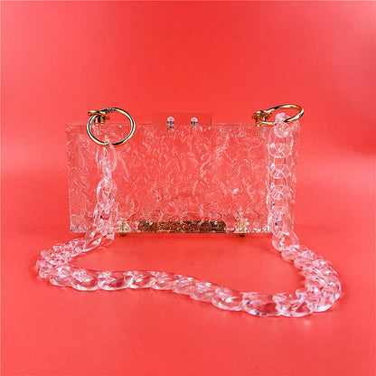 New Dinner Bag Transparent Ice Crack Acrylic Women’s Bag Crystal Clutch
