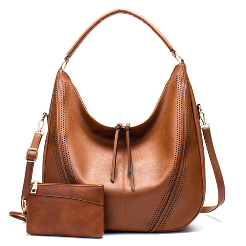 2026 new pure color tassel 2 pieces bag high-capacity shoulder hobo bag fashion shopping bag