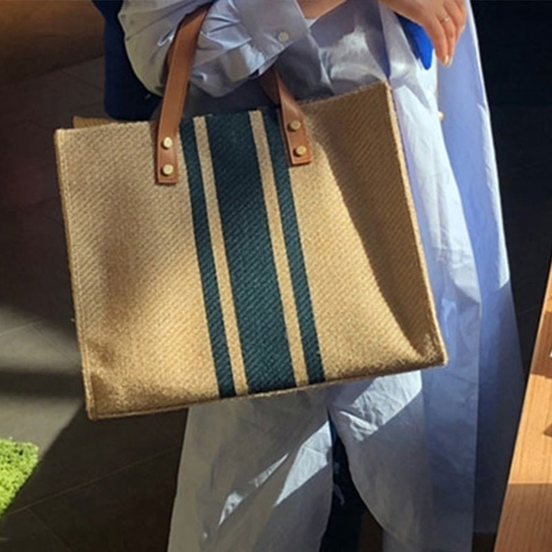 Women Stripe Canvas Bags Handbag Casual Female Tote Ladies Shoulder Bag Large Messenger Bag