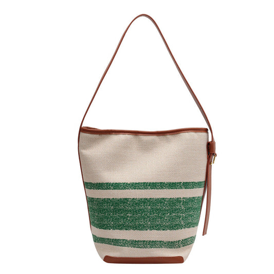 New Fashion Simple Tote Bag Large Capacity Bucket Bag Soft Canvas Shoulder Bag for Women