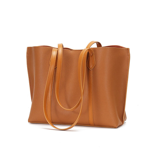 Minimalist Tote Bags With Purse Big Handbags for Women Genuine Leather Shopping Shoulder Bags