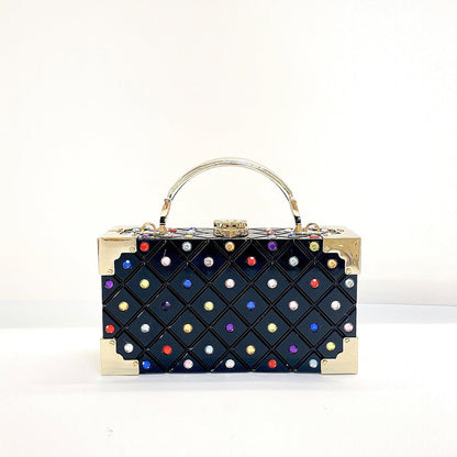Luxury Party Prom Woman Acrylic Casual Box Clutch Purse Evening Bag 2 in 1