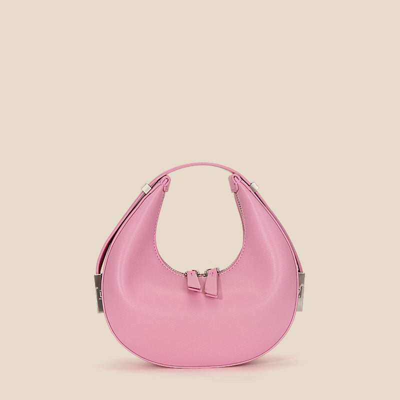 Niche mini shoulder bag new female crescent bag leather round fresh underarm bag