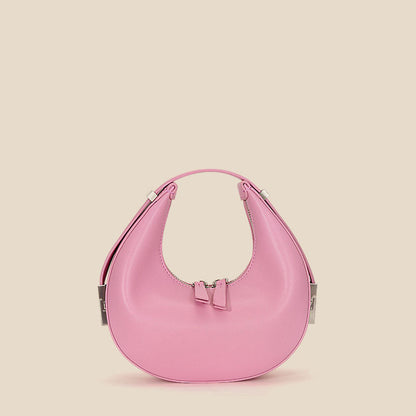 Niche mini shoulder bag new female crescent bag leather round fresh underarm bag
