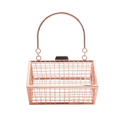 Irregular Metal Hollow Handbag Gold Clutch Evening Bag Wedding Cage Bag GeometricTote For Banquet Party