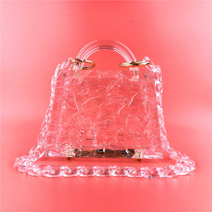 Luxury Transparent Ice Crack Women Jelly Bag Crystal Acrylic Handbag Elegant Lady Evening Bag