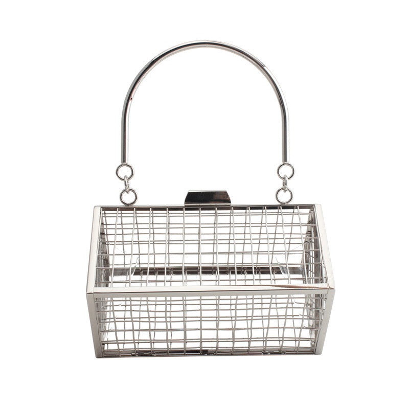 Irregular Metal Hollow Handbag Gold Clutch Evening Bag Wedding Cage Bag GeometricTote For Banquet Party