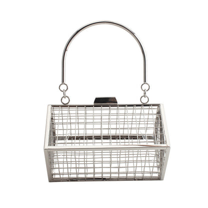 Irregular Metal Hollow Handbag Gold Clutch Evening Bag Wedding Cage Bag GeometricTote For Banquet Party
