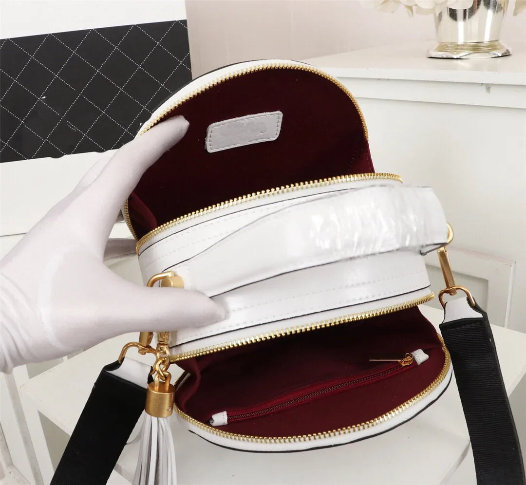 Black Leather Round Trending Designer Luxury Brand Bags Women Handbags Ladies