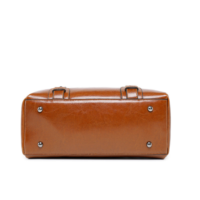 Fashion Leather Large Capacity Handbag Travel Ladies Genuine Leather College Shoulder Bags