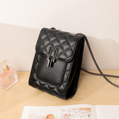 Black bag new shoulder slanting cell phone bag lingge woman bag