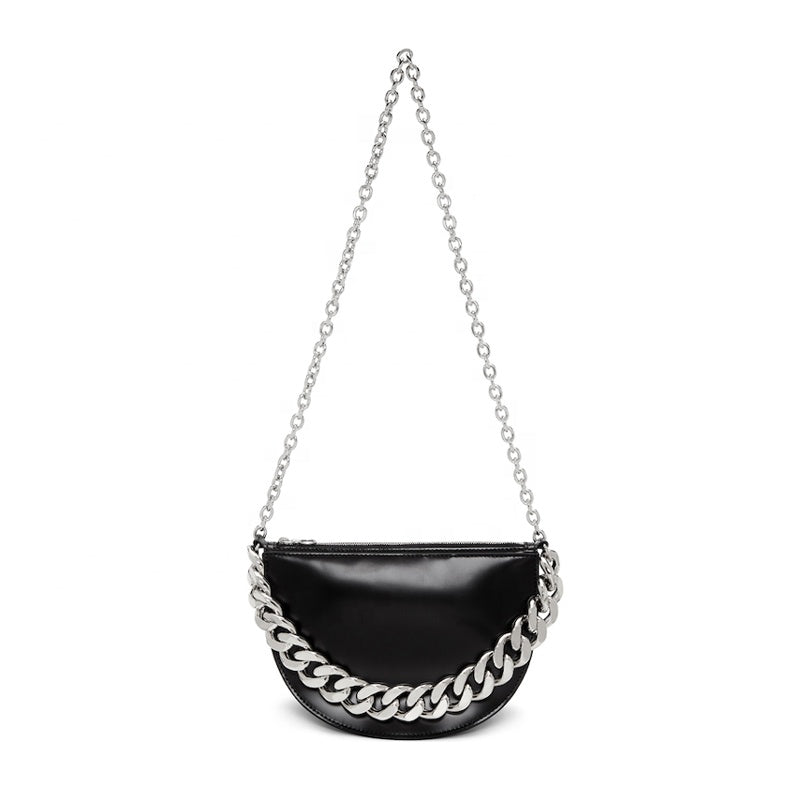 Semicircle shaped chunky chain luxury fashion woman crossbody shoulder bag