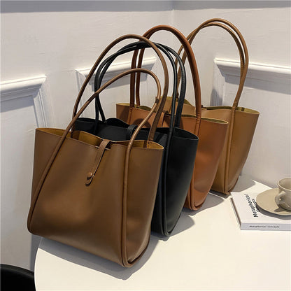Korean style pure color sub-mother package 2026 new simple handbag tote bag high-volume fashion shoulder bag