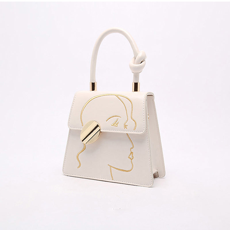 Fashion Knot Top-handle Character Printed Solid Color PU Leather Women Crossbody Handbag 2026