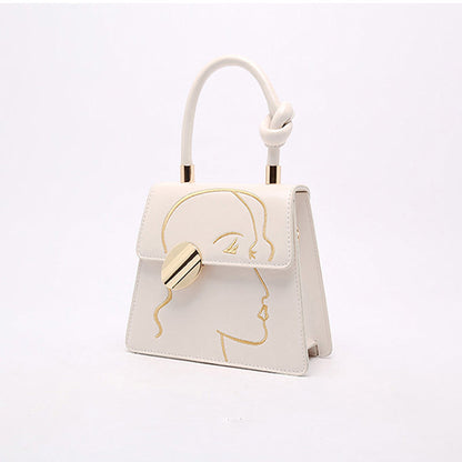 Fashion Knot Top-handle Character Printed Solid Color PU Leather Women Crossbody Handbag 2026