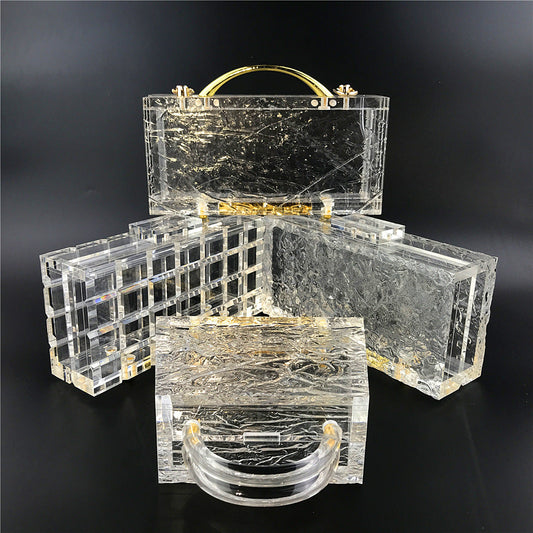 Dongguan Personalized Cracked Ice Pattern Transparent Clear Acrylic Handbag