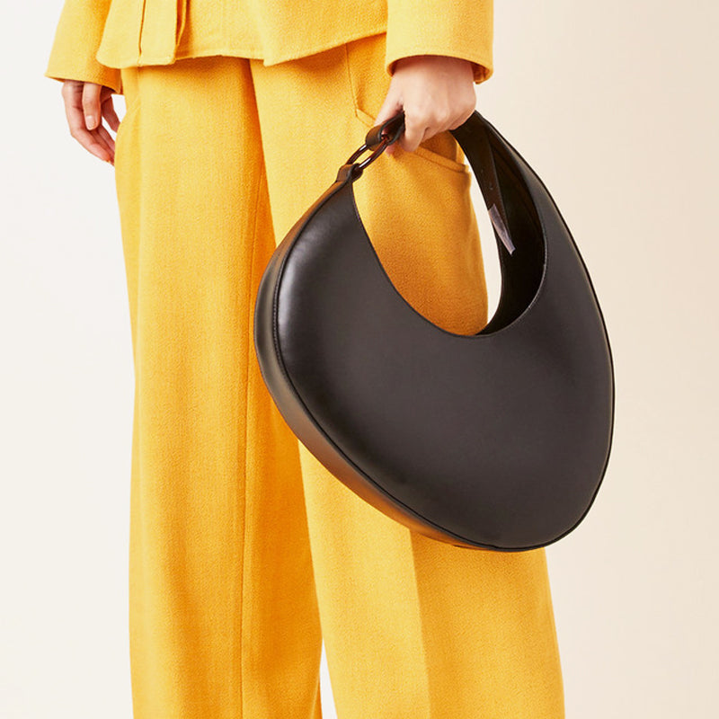 New Moon Shape PU Leather Oval Women Hand Bags