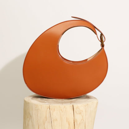 New Moon Shape PU Leather Oval Women Hand Bags