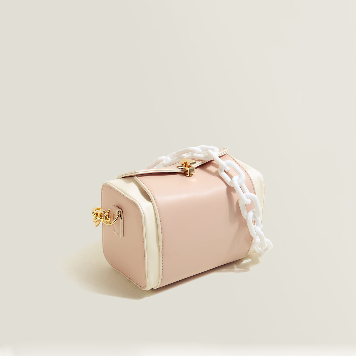 Newest Contrast Color Box PU Leather Clutch Bag Korean Style Sling Crossbody Shoulder Bag With Acrylic Chain