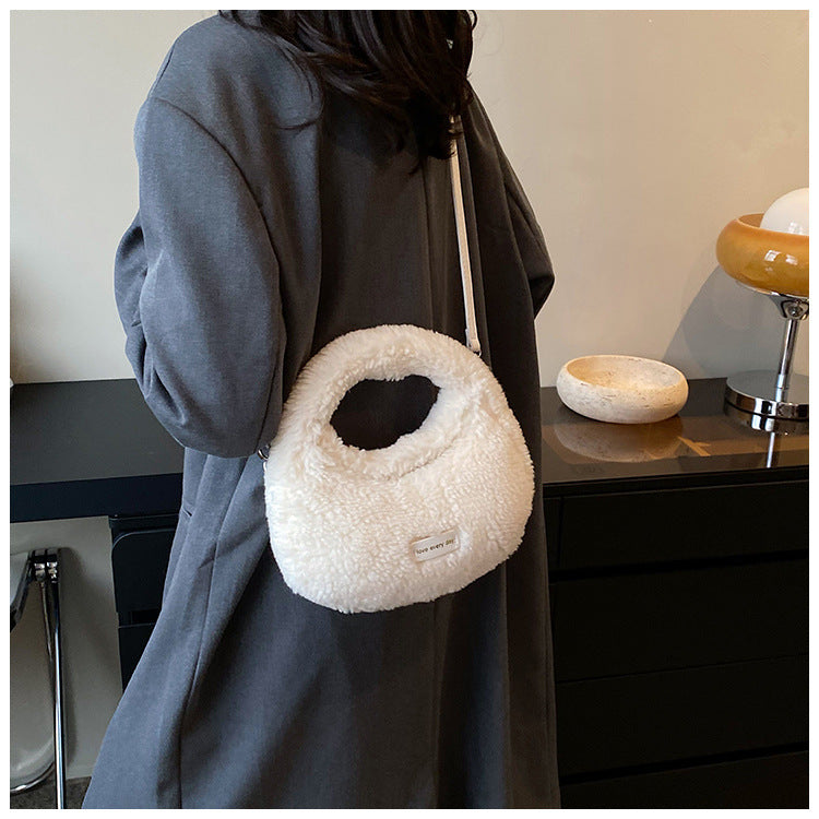 New design plush tote handbag women’s crossbody furry cute bag small fleece hand bag