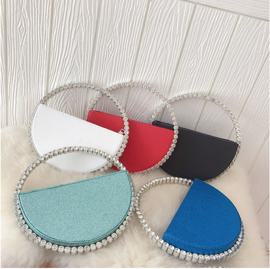 Crystal Diamond-encrusted round clutch lady handbag fashion dinner bag