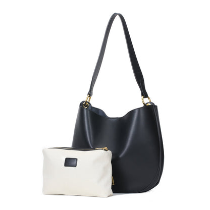 luxury changing shape leather ladies bucket bag 2 in 1 designer shoulder handbag set lady