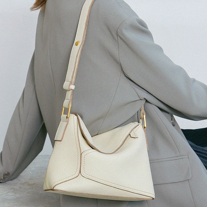 Women’s bag full grain cowhide leather shoulder tote bag armpit bag fashion simple style for ladies