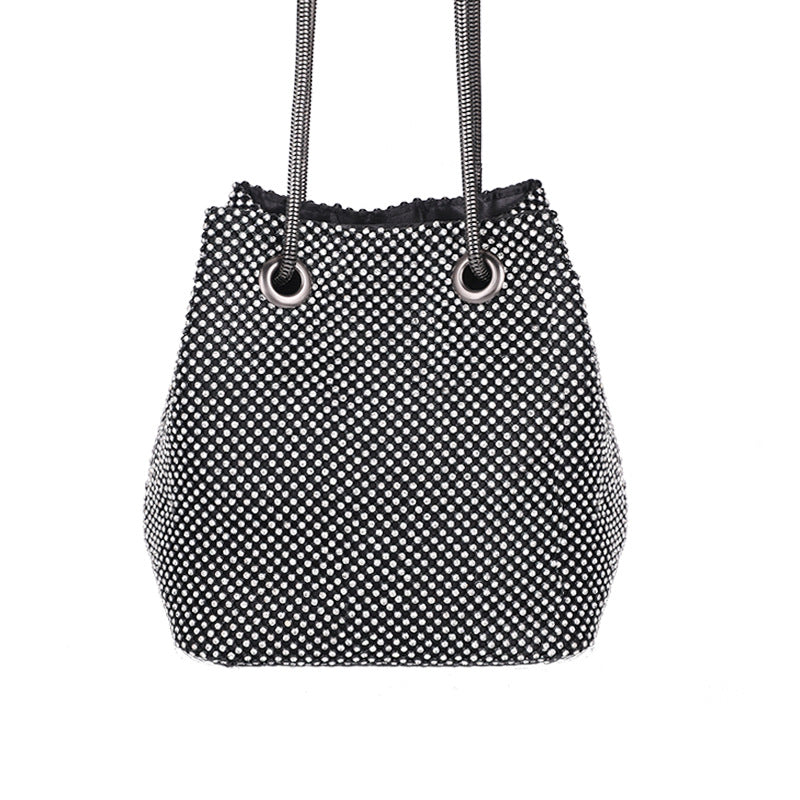 Luxury Banquet Bag With Diamonds Women Rhinestone Bucket Clutch Bag Golden Evening Purse sac a bandouliere