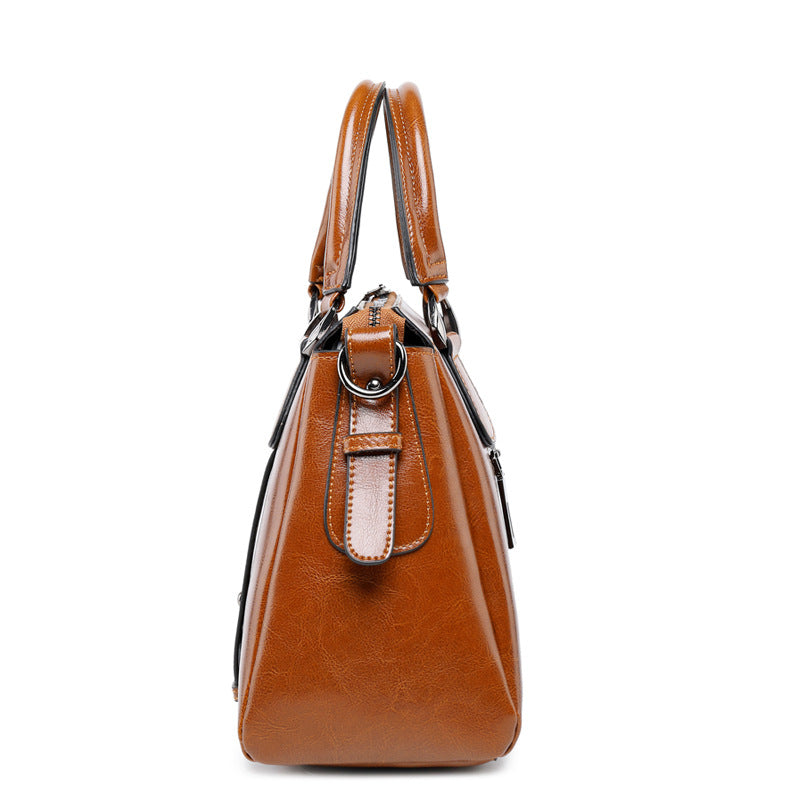 Fashion Leather Large Capacity Handbag Travel Ladies Genuine Leather College Shoulder Bags