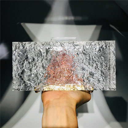 New Dinner Bag Transparent Ice Crack Acrylic Women’s Bag Crystal Clutch